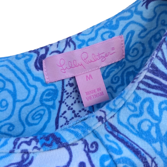 LILLY PULITZER Spa Blue Nice Tails Charlene Dress Women's Size Medium 3/4 Sleeve - Picture 3 of 13